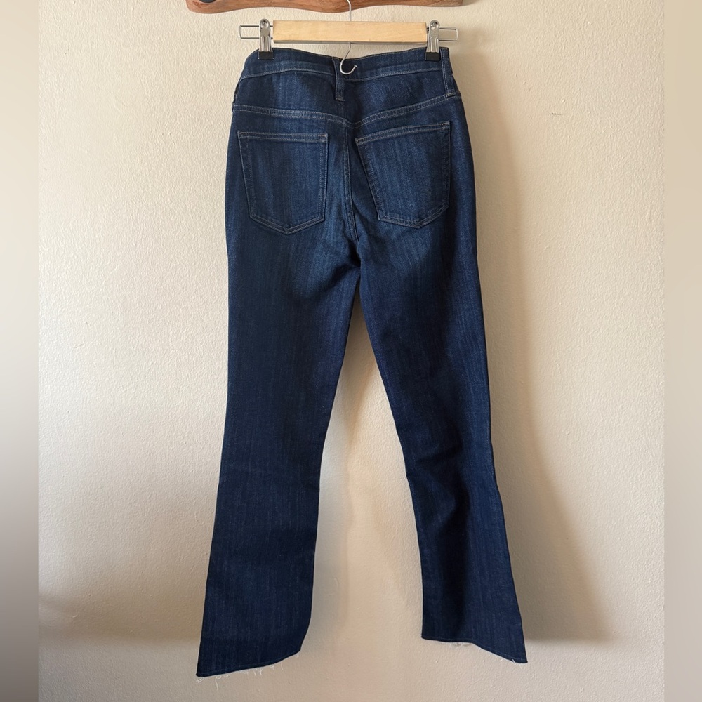 J. Crew 9” Demi Boot Crop Jeans NWT Size 25 Tall Dark Wash Mid Rise Raw Hem - Picture 3 of 4